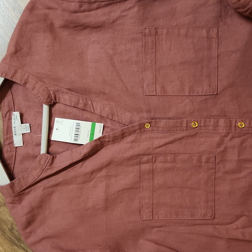 Anne Klein Women's Terracotta Button-Down Shirt NWT - Picture 2 of 13